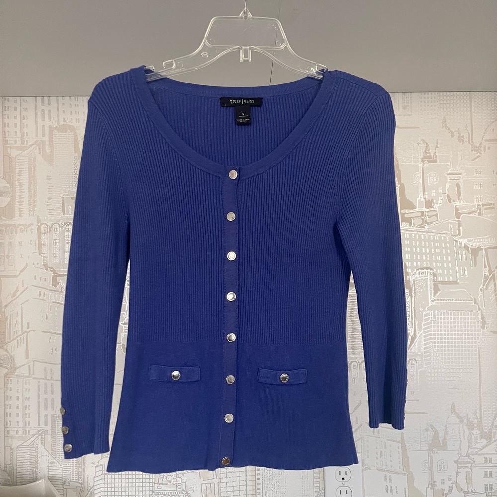 White House Black Market Periwinkle Color Sweater Cardigan Size Small (S)